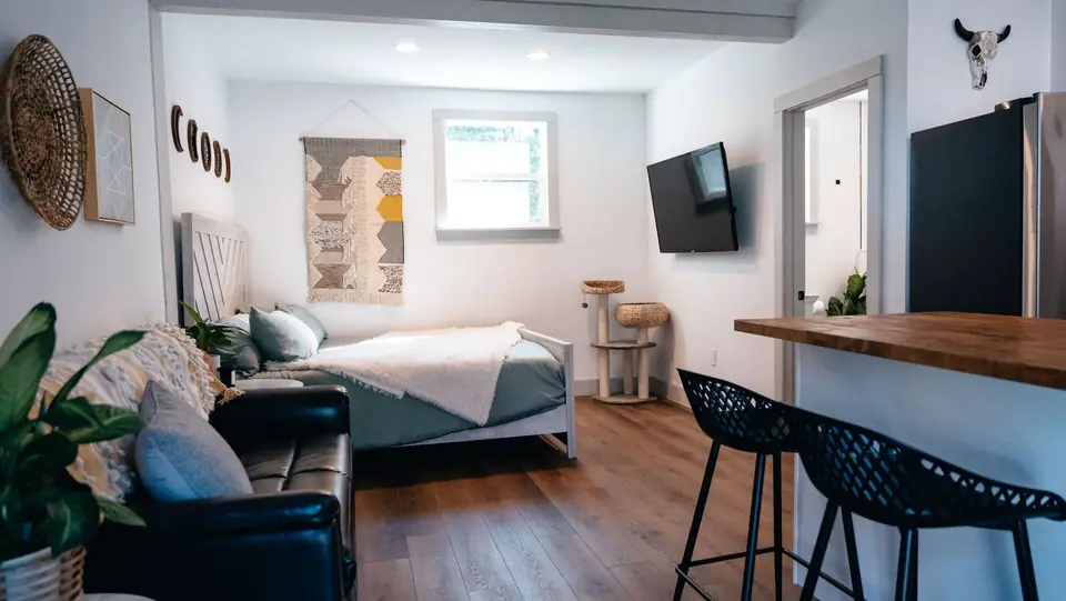 Within Jacksonville Beach Bungalow, designed by Zen Reno & Design in Jacksonville Beach, FL