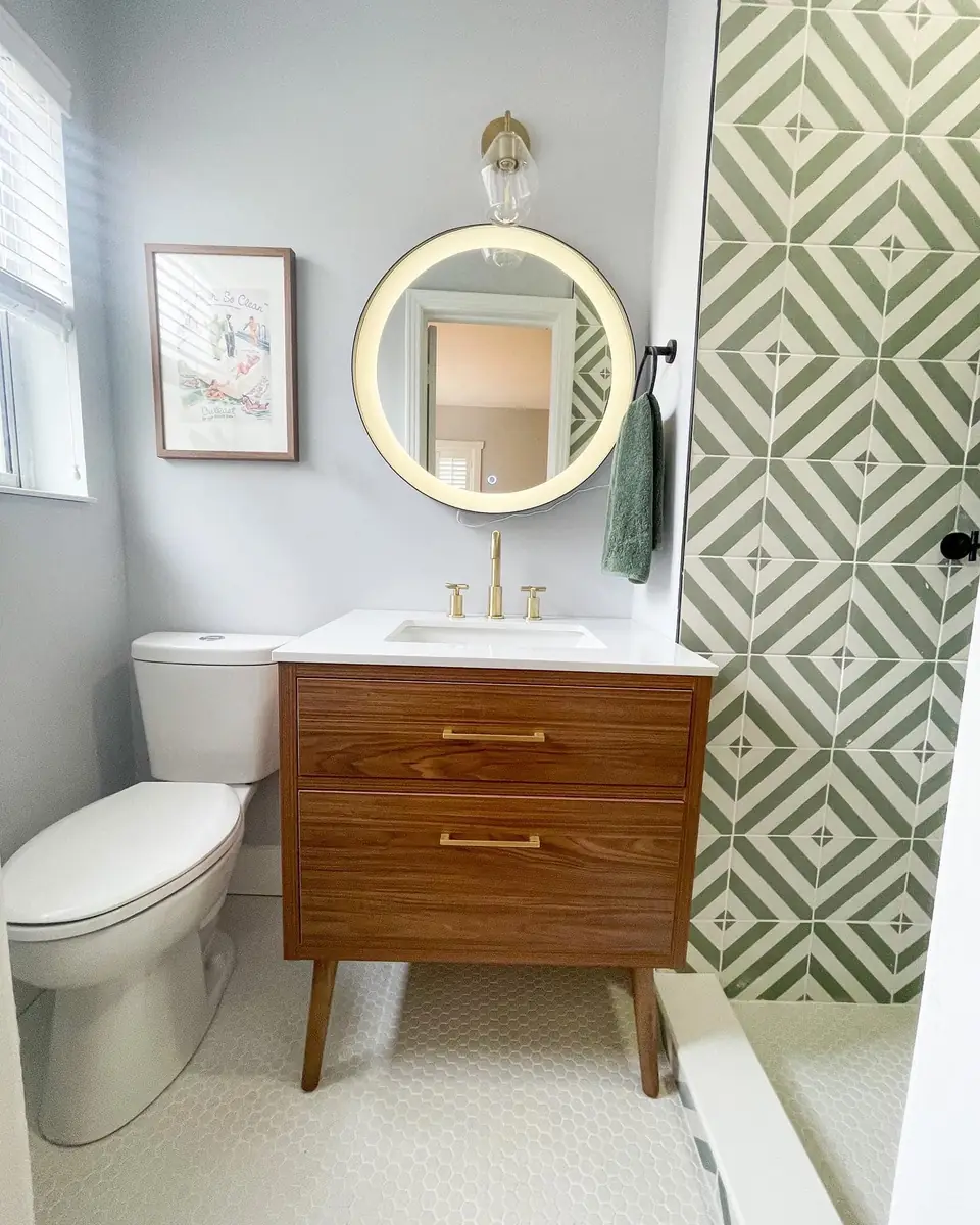 Mid-Century Modern Bathroom, designed by Zen Reno & Design in Jacksonville, FL