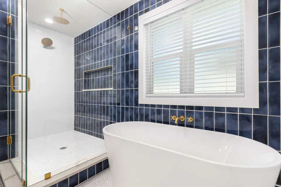 South Jacksonville Beach New Construction, Dark Blue Statement Home, designed by Zen Reno & Design in Jacksonville Beach, FL