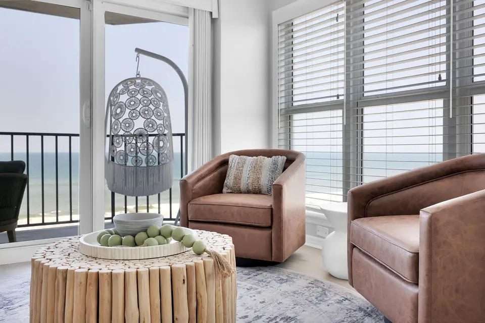 Within Jacksonville Beach Oceanfront Condo, designed by Zen Reno & Design in Jacksonville Beach, FL