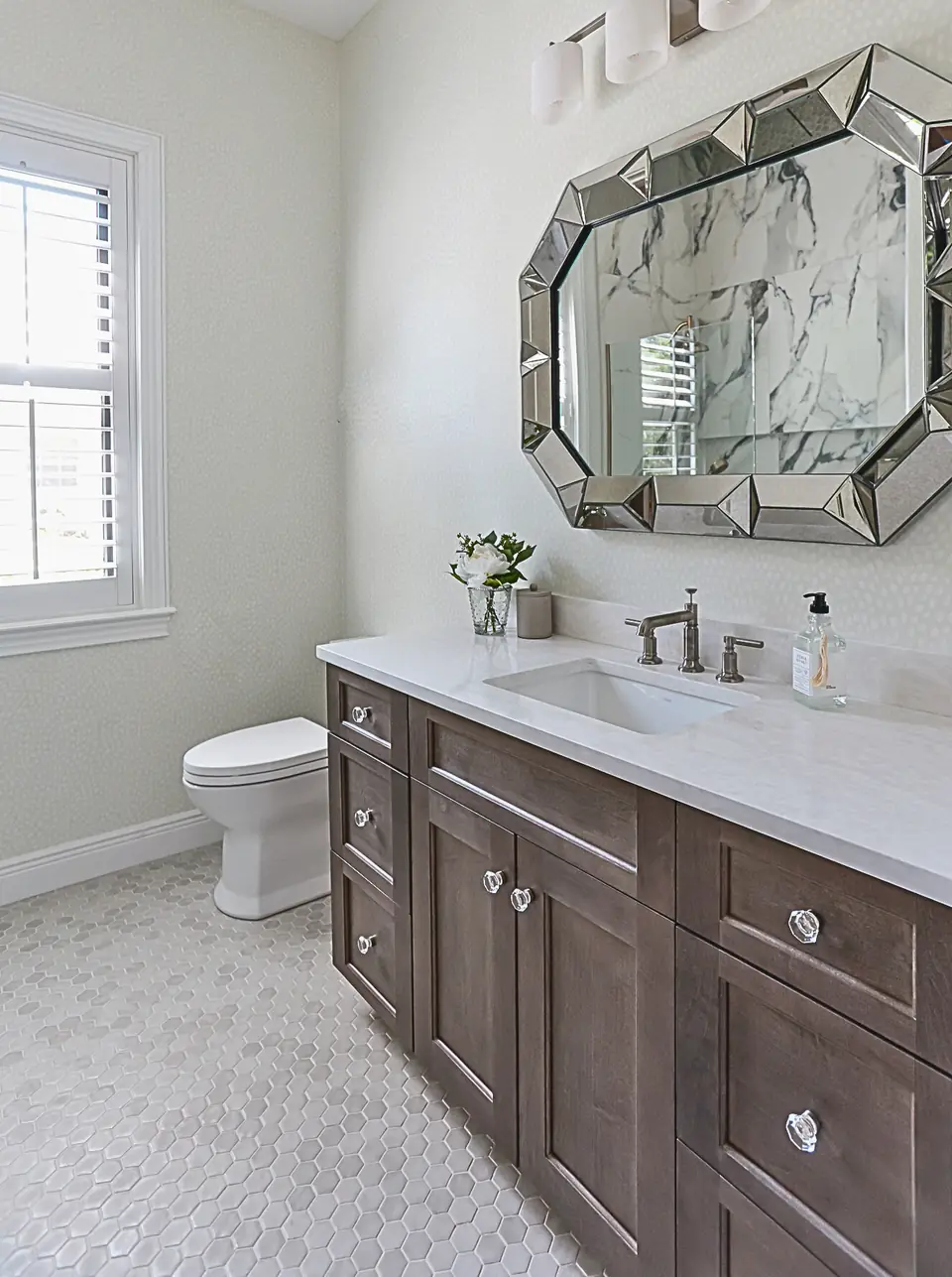A view of The Plantation Guest Bathrooms, designed by Zen Reno & Design in The Plantation at Ponte Vedra Beach, FL