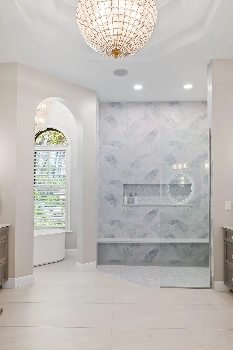 The Plantation Primary Bathroom, designed by Zen Reno & Design in The Plantation at Ponte Vedra Beach, FL