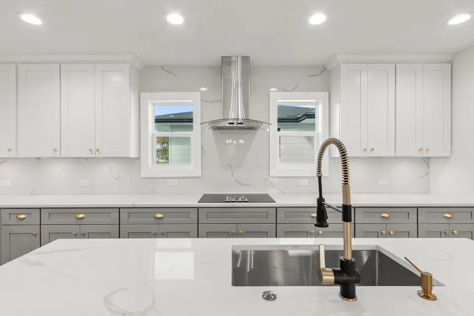 A closer look at South Jacksonville Beach New Construction, Dark Blue Statement Home, designed by Zen Reno & Design in Jacksonville Beach, FL